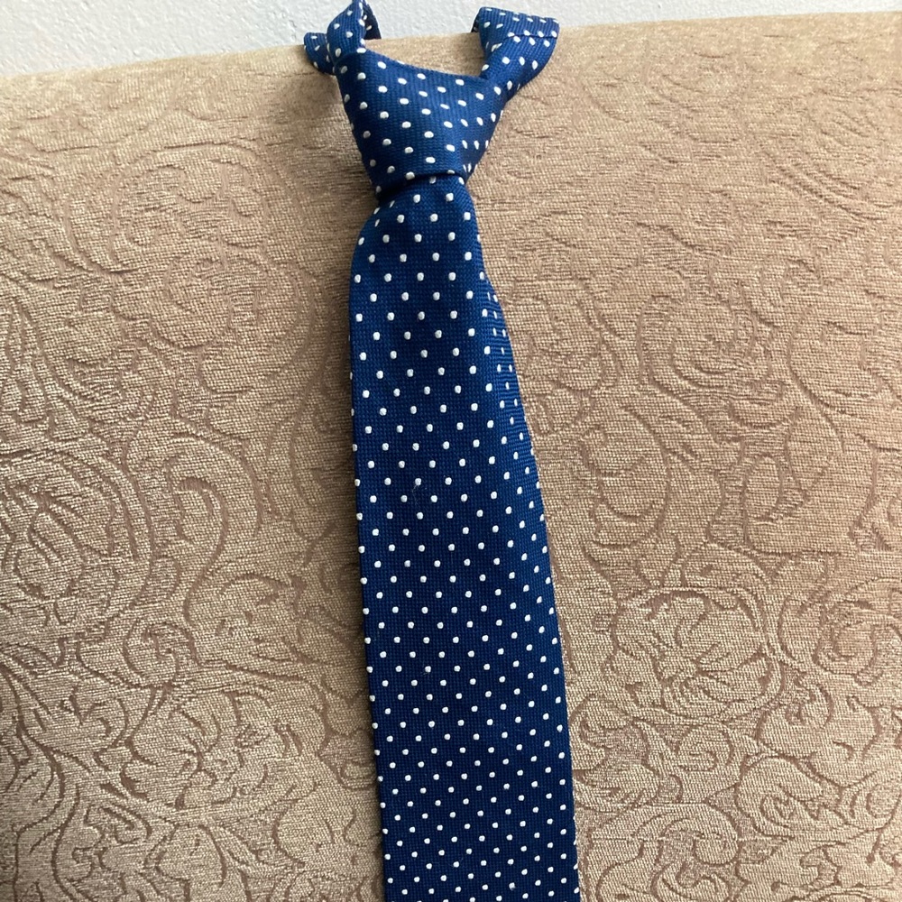 Paul Fredrick blue & white Polka dot tie